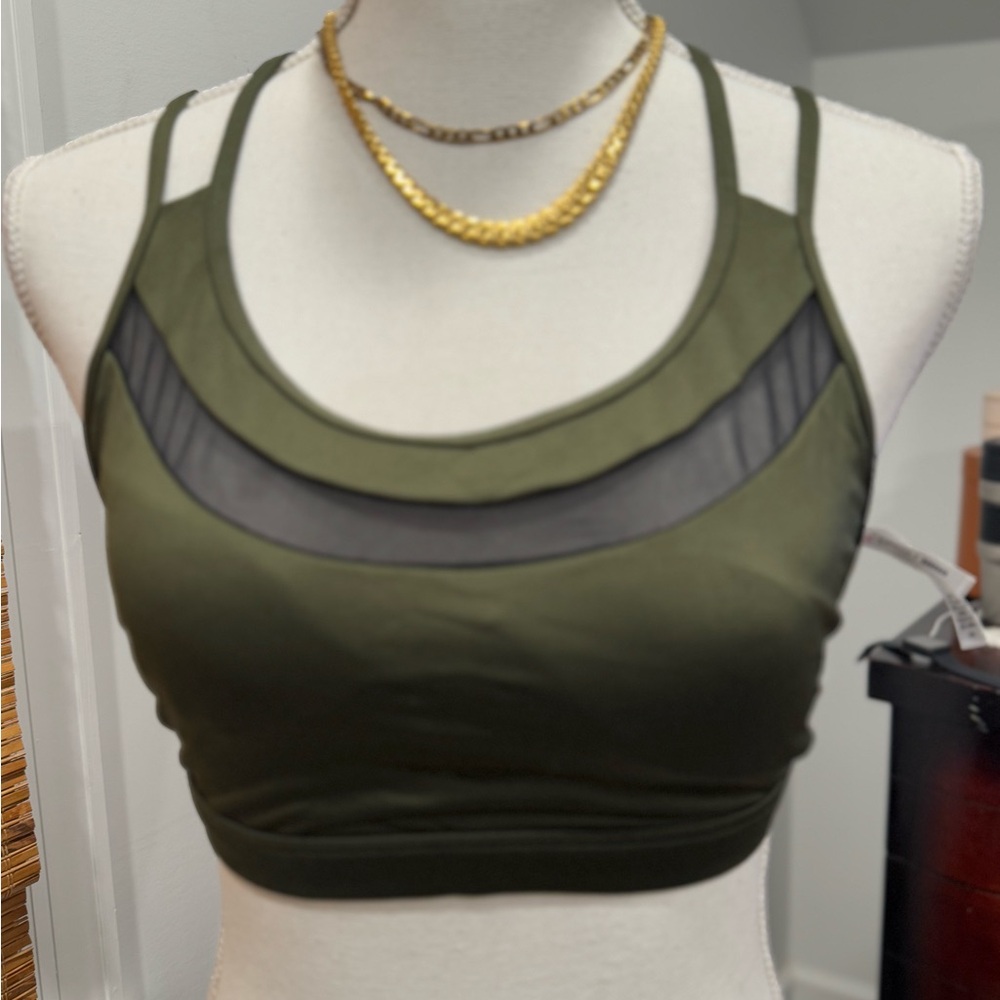 Olive Green Mesh Detail Bralette